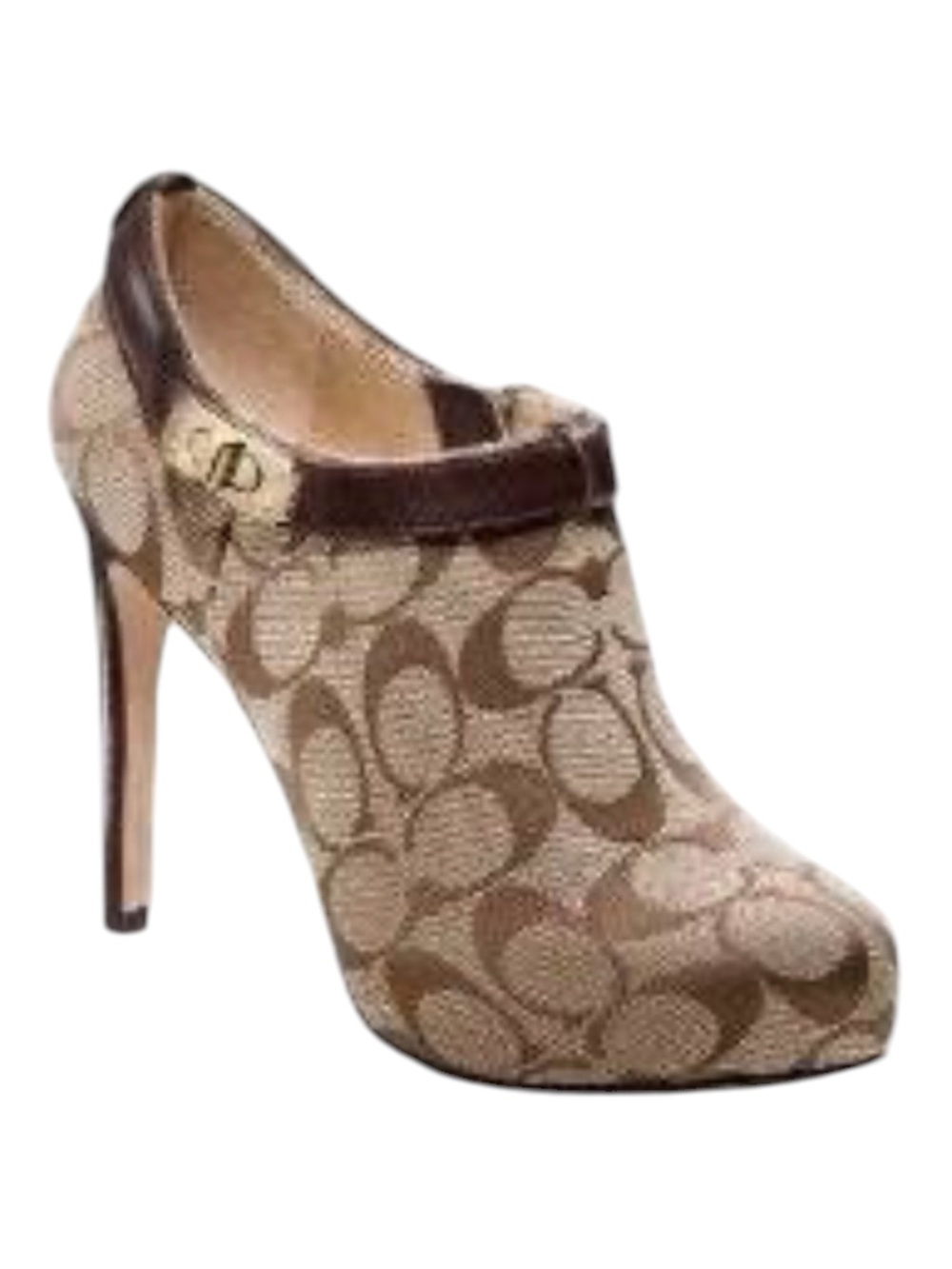 Coach Bennett Beige Brown Signature Canvas Ankle Botties